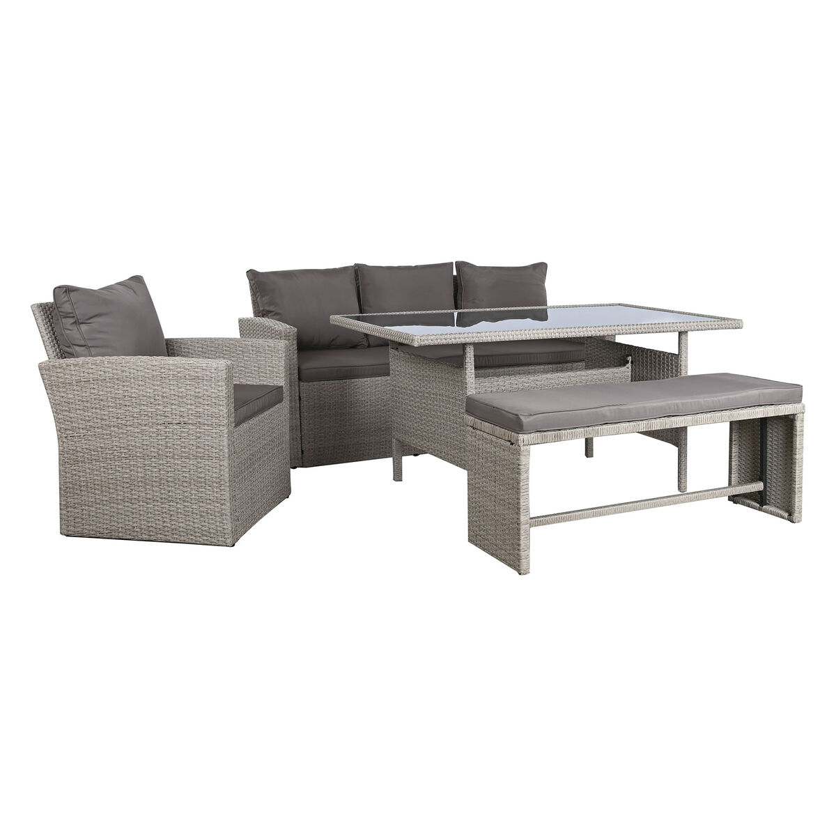 Trädgårdsmöbler DKD Home Decor Brun 177 x 72 x 80 cm (5 Delar) - 4
