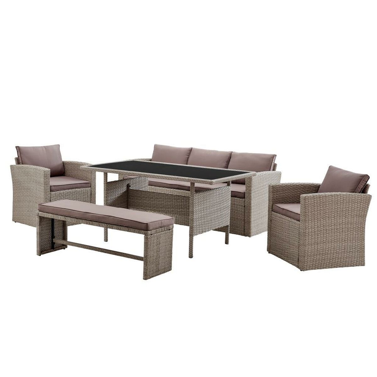 Trädgårdsmöbler DKD Home Decor Brun 177 x 72 x 80 cm (5 Delar) - 2
