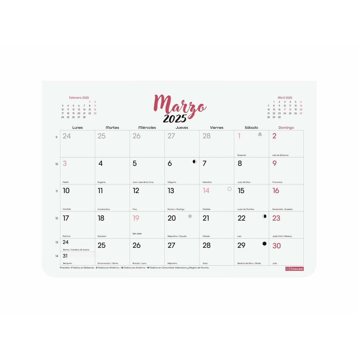 Väggkalender Finocam CHIC Vit Papper 2025 21 x 15 cm - 5