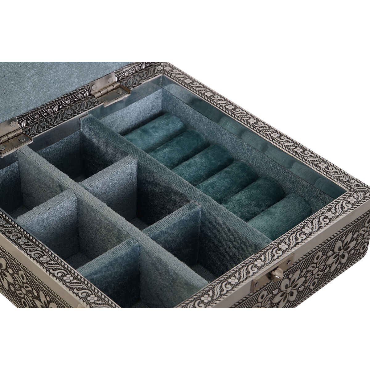 Smyckeskrin DKD Home Decor Silvrig Himmelsblå Trä Aluminium 18 x 18 x 6 cm - 4