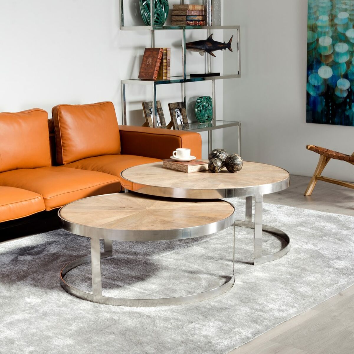 Soffbord Silvrig Naturell 100 x 100 x 45 cm (2 antal) - 7