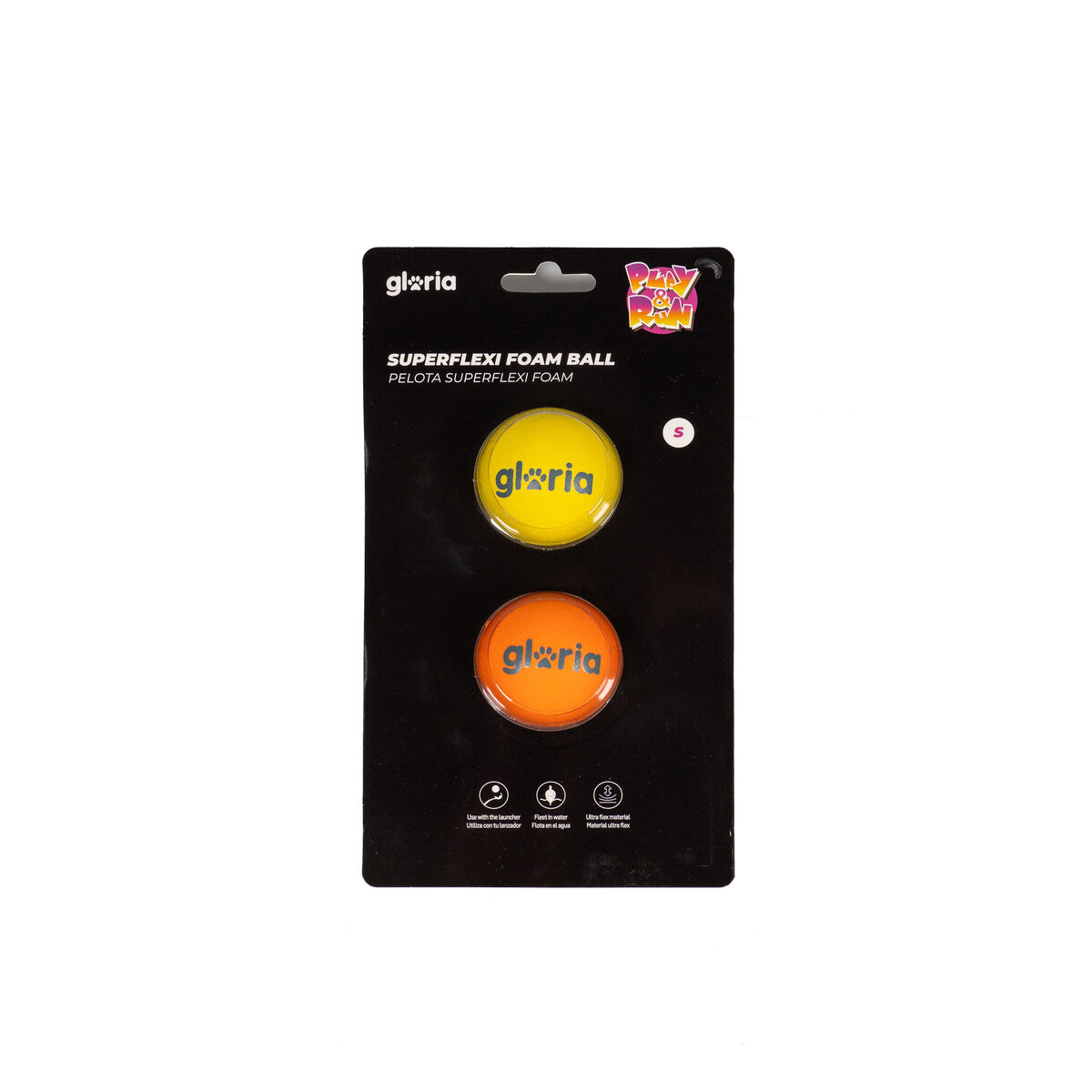 Boll till husdjur Gloria PLAY AND RUN Gul Skum TPR S 4,5 cm 2 antal