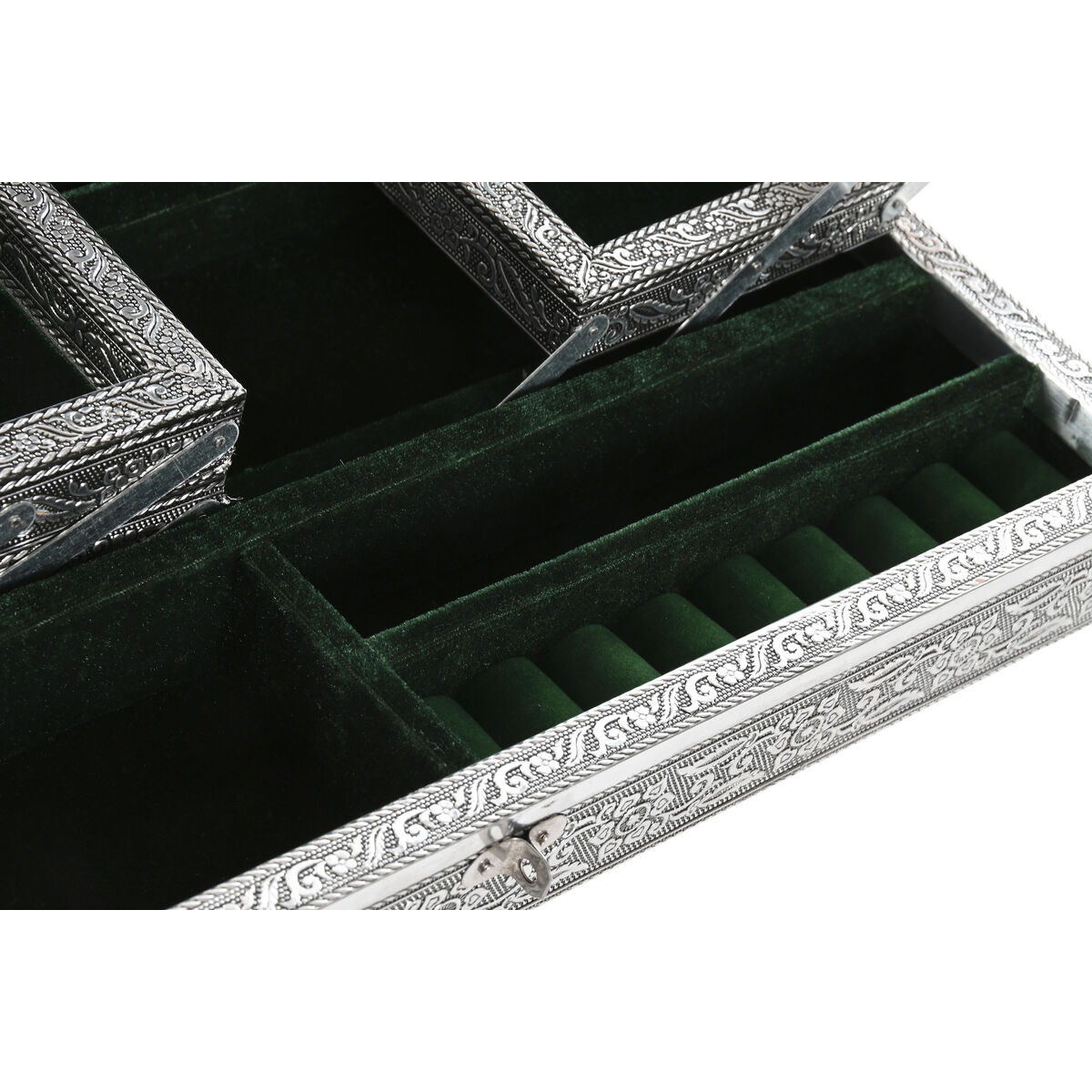Smyckeskrin Home ESPRIT Grön Silvrig Trä Aluminium 38 x 20 x 7,5 cm - 4