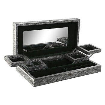 Smyckeskrin Home ESPRIT Grön Silvrig Trä Aluminium 38 x 20 x 7,5 cm