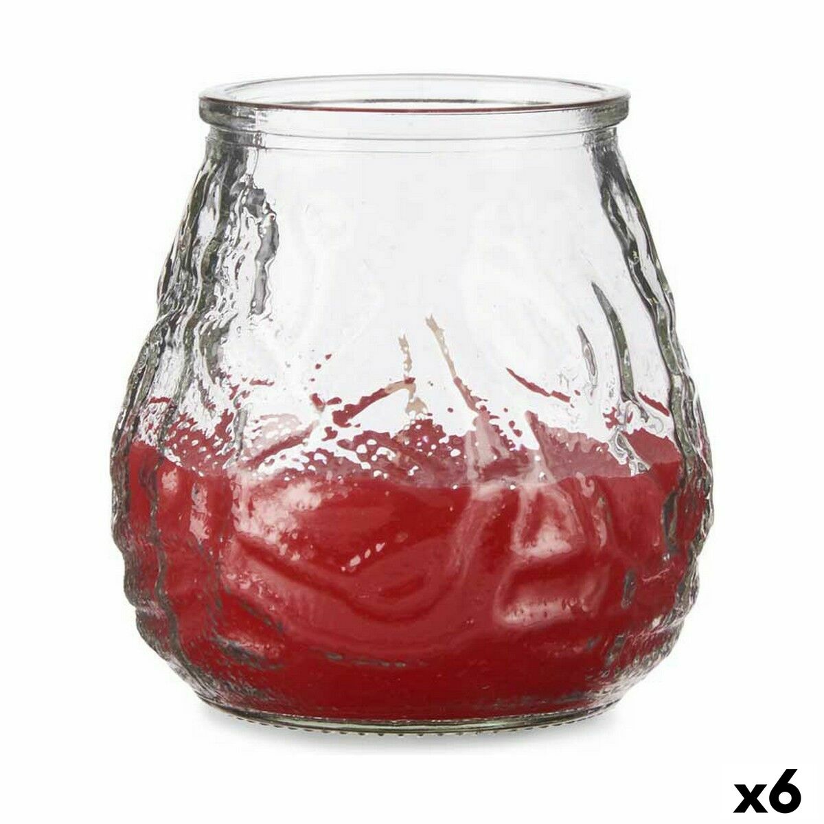 Ljus Ibergarden Röd Transparent Glas Paraffin Citronella Pelargon 9 x 9,5 x 9 cm (6 antal)