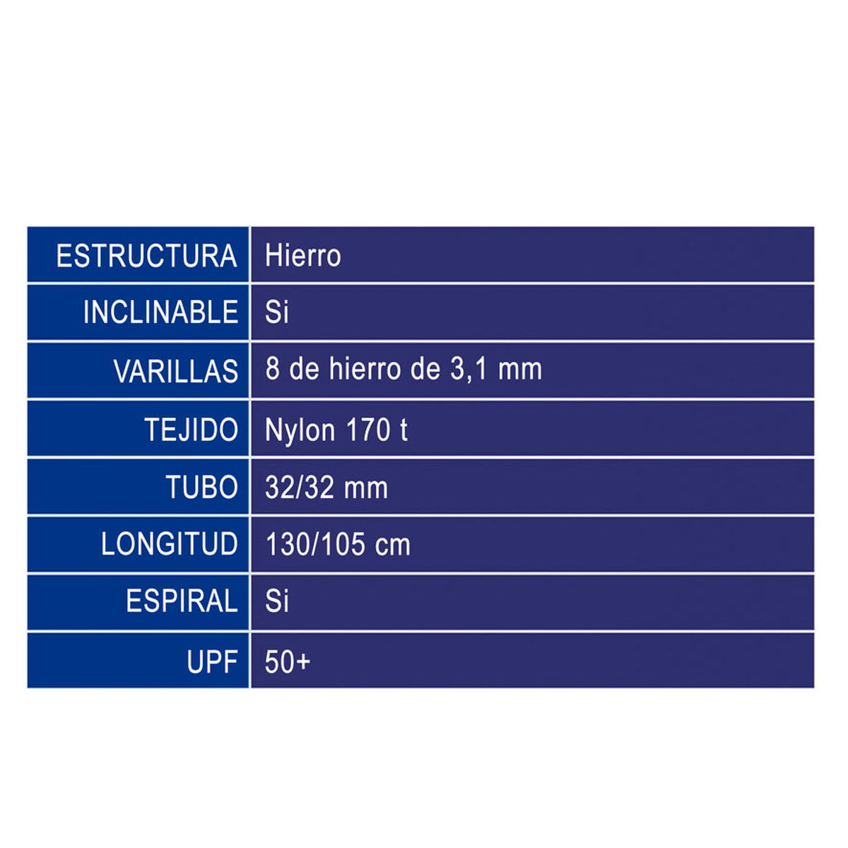 Parasoll Ø 220 cm Randig - 2