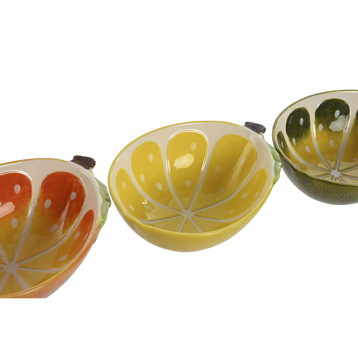 Snacksskål Home ESPRIT Gul Grön Stengods Citron 23,5 x 17 x 7,5 cm (3 antal) - 2