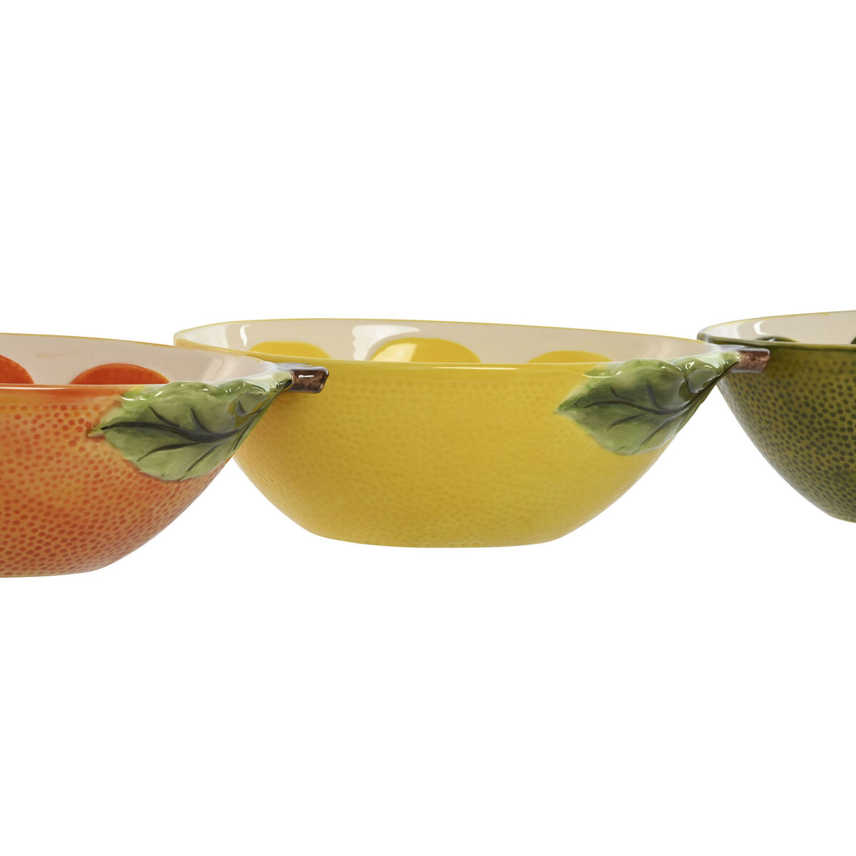 Snacksskål Home ESPRIT Gul Grön Stengods Citron 23,5 x 17 x 7,5 cm (3 antal) - 3