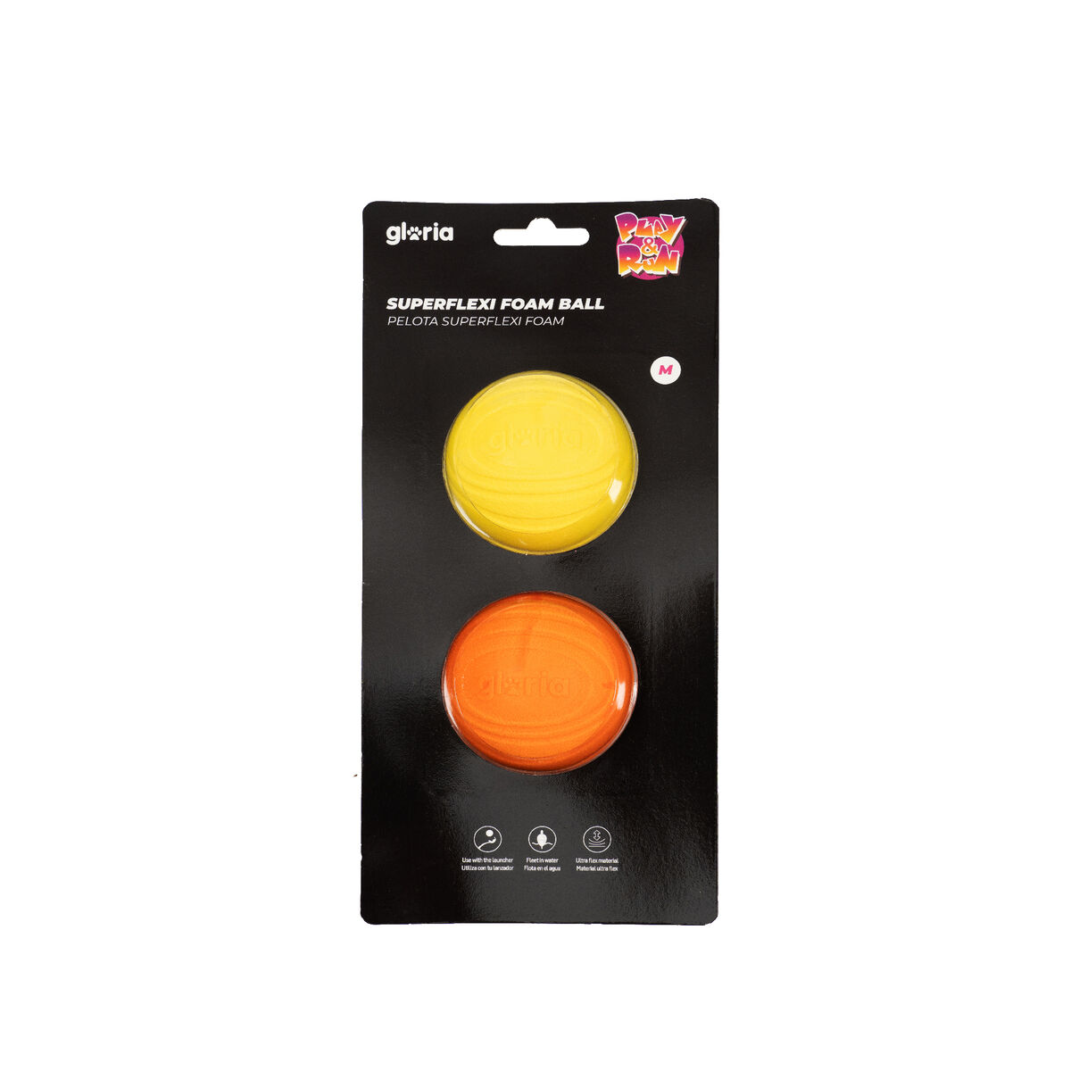 Boll till husdjur Gloria PLAY AND RUN Gul Skum TPR M 6,35 cm 2 antal