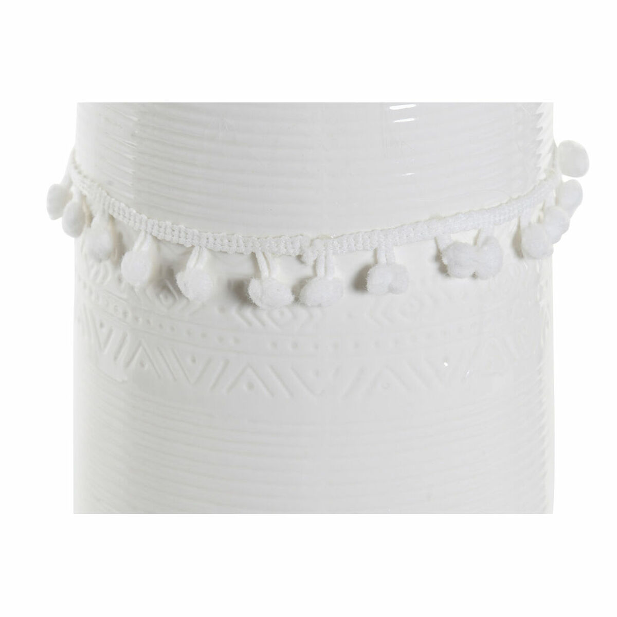 Vas DKD Home Decor Vit Stengods Tofs 12 x 12 x 24 cm - 2
