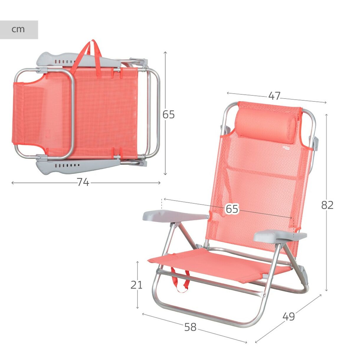 Hopfällbar Stol Aktive 47 x 82 x 49 cm Flamingo (2 antal) - 5