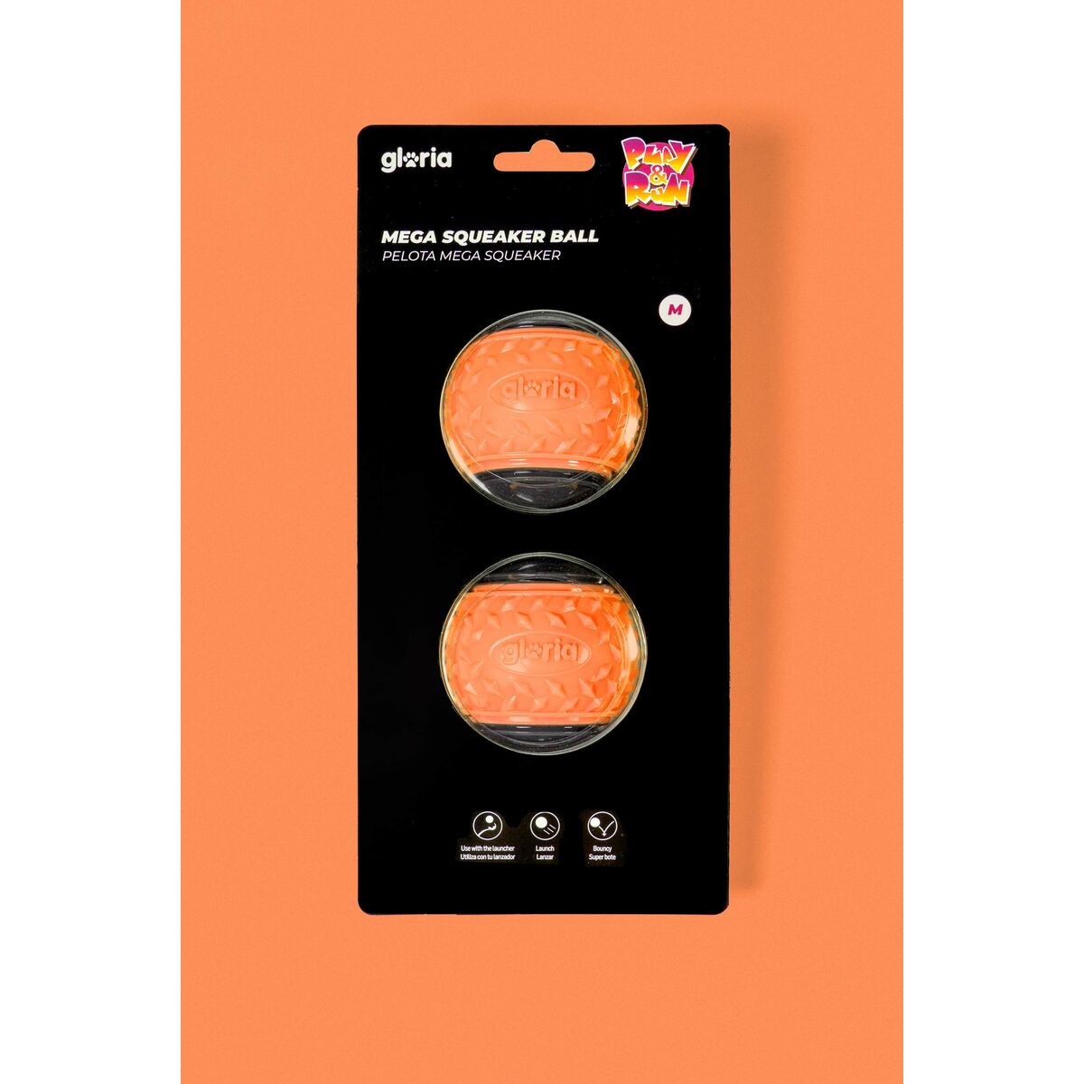 Boll till husdjur Gloria PLAY AND RUN Orange TPR M 6,35 cm 2 antal - 6