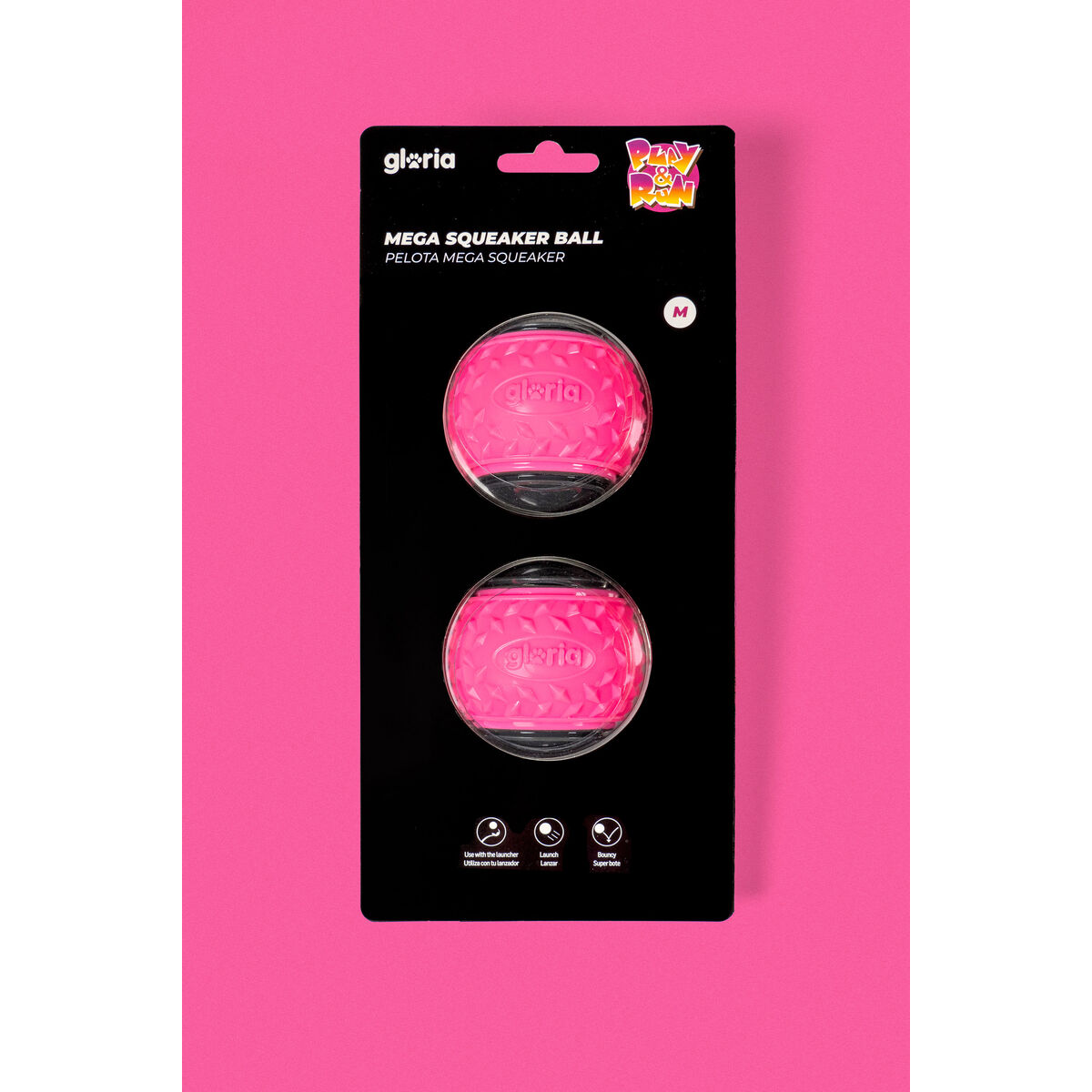 Boll till husdjur Gloria PLAY AND RUN Rosa TPR M 6,35 cm 2 antal - 2