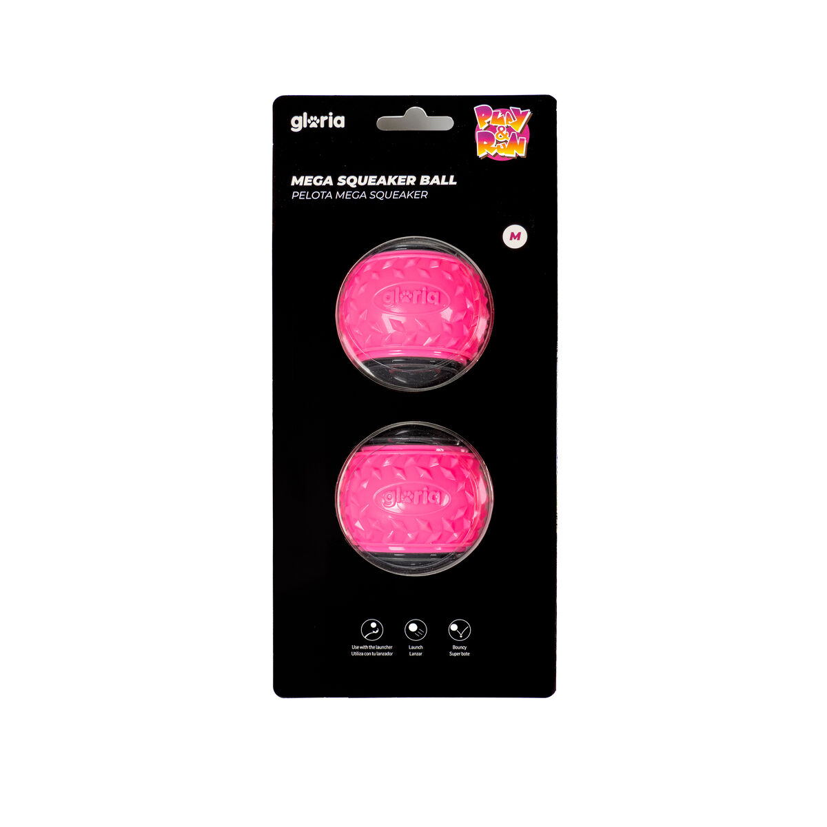 Boll till husdjur Gloria PLAY AND RUN Rosa TPR M 6,35 cm 2 antal