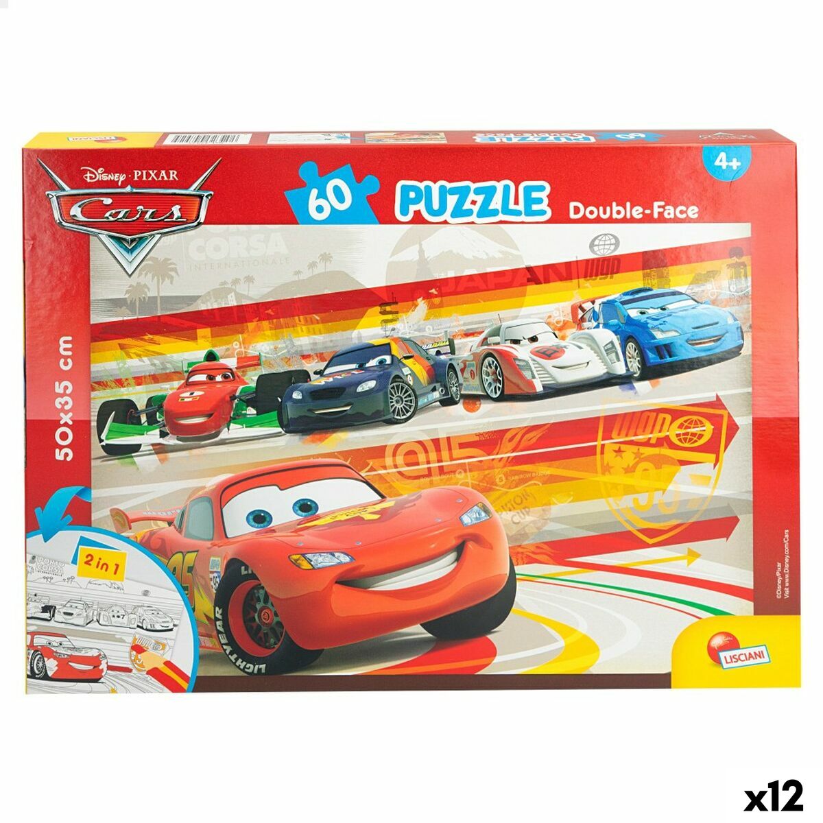 Barnpussel Cars Dubbelsidig 60 Delar 50 x 35 cm (12 antal)