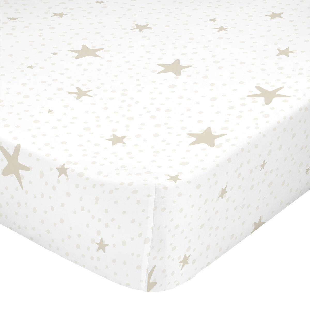 Underlakan HappyFriday BASIC KIDS Vit Beige 60 x 120 x 14 cm Stjärnor - 6