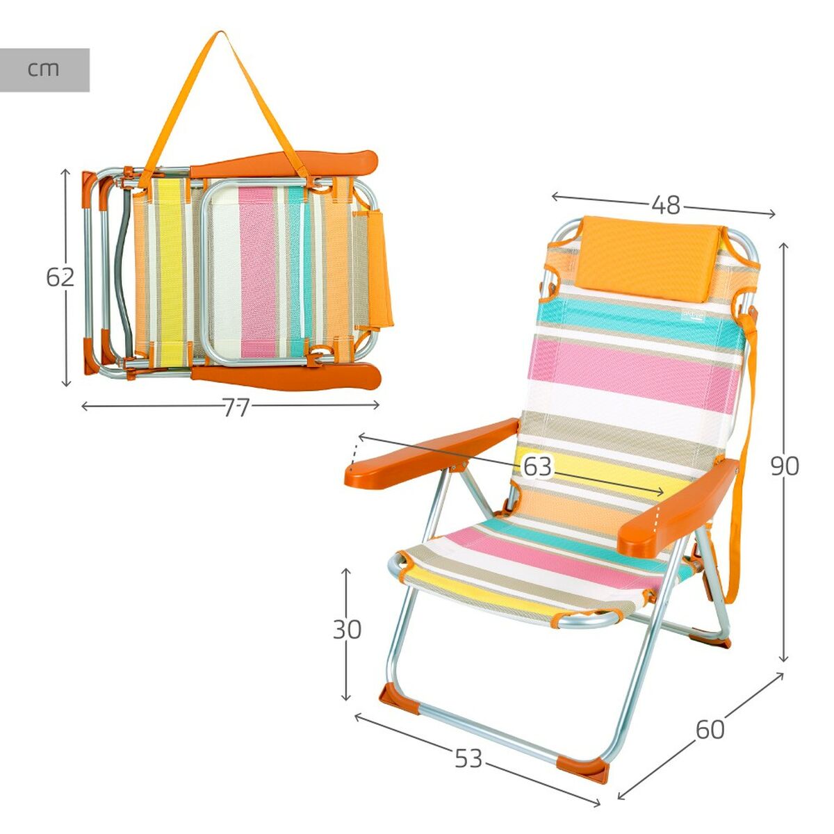 Strandstol Aktive 48 x 90 x 60 cm - 5