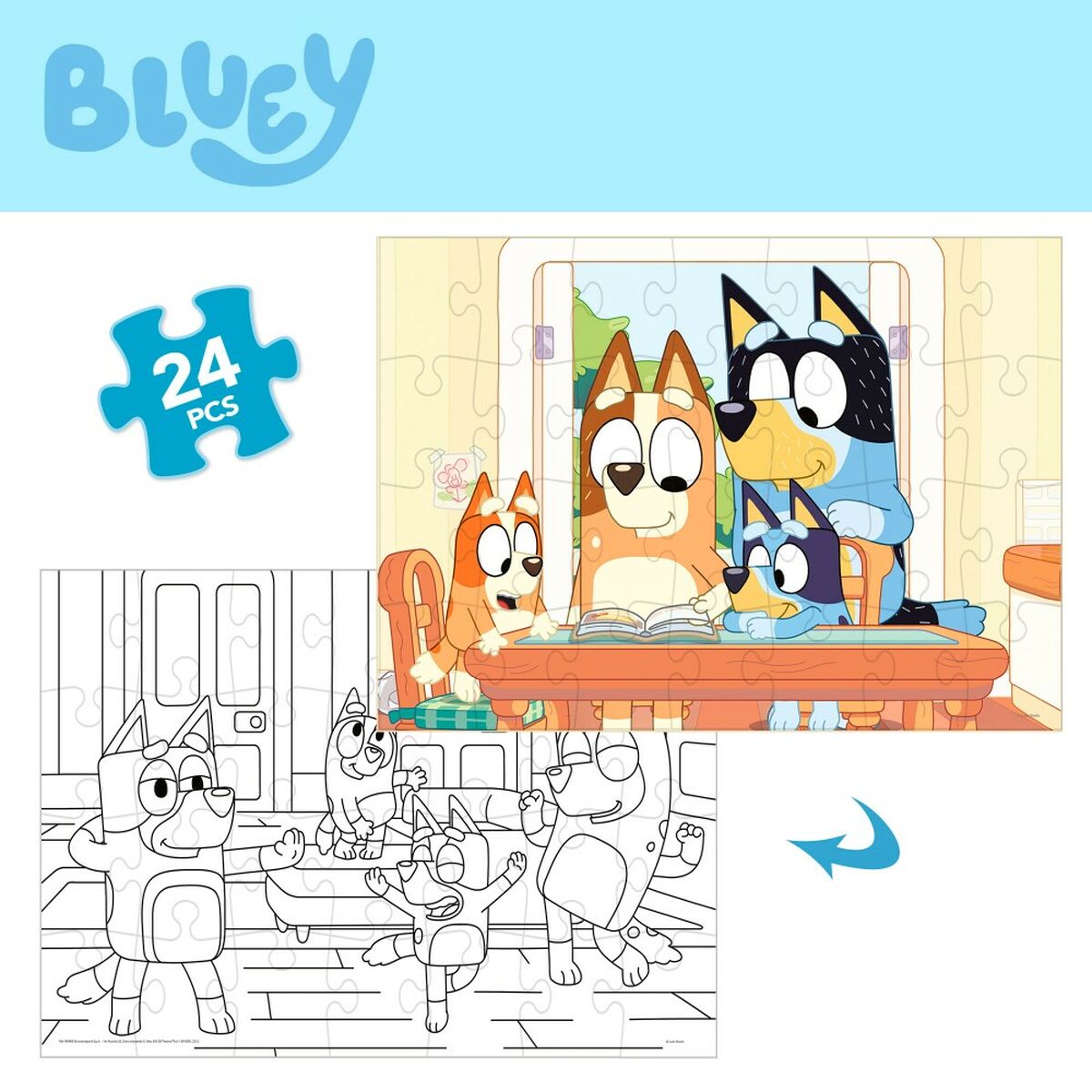 Barnpussel Bluey Dubbelsidig 24 Delar 50 x 35 cm (12 antal) - 6