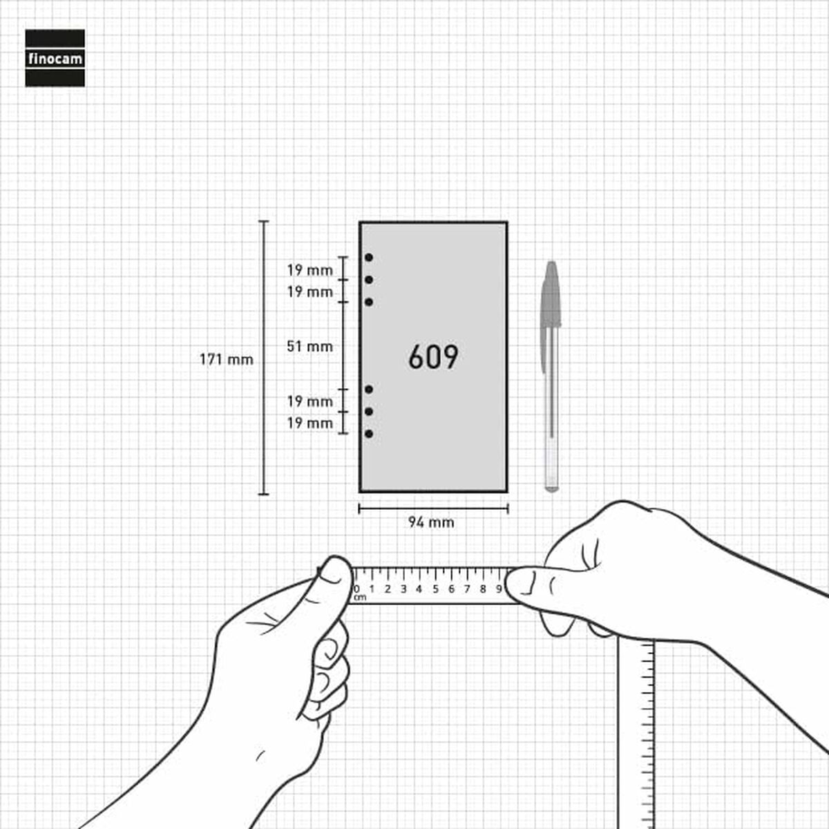 Påfyllning av agenda Finocam CLASSIC C998 609 2025 9,4 x 17,1 cm - 4
