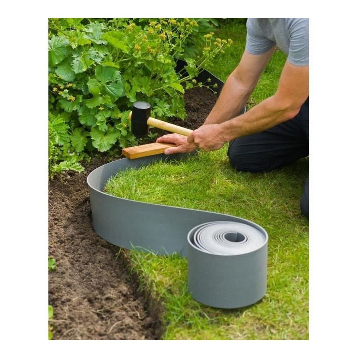 Trädgårdsstaket Nature Grå Polyetylen 7,5 cm x 10 m - 16