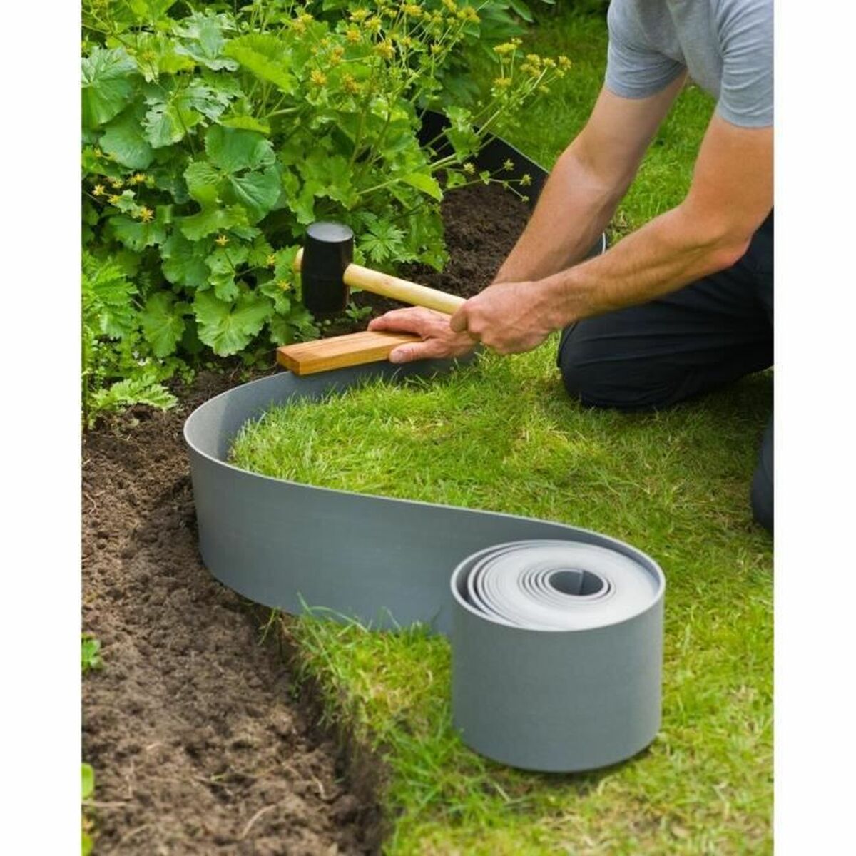 Trädgårdsstaket Nature Grå Polyetylen 7,5 cm x 10 m - 4