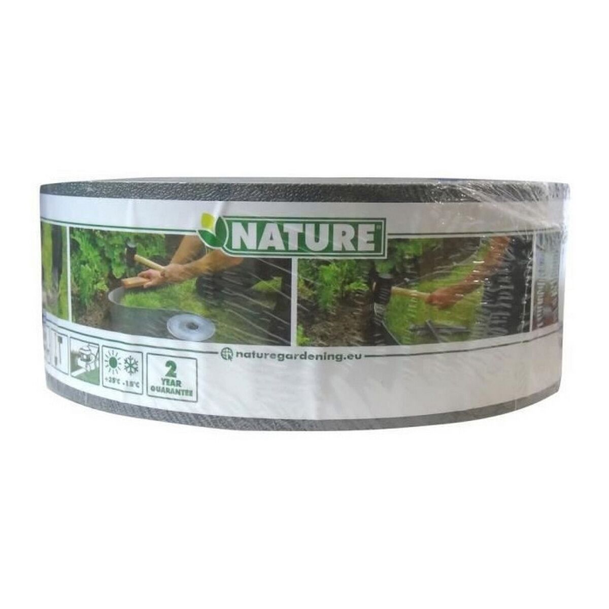 Trädgårdsstaket Nature Grå Polyetylen 7,5 cm x 10 m - 18