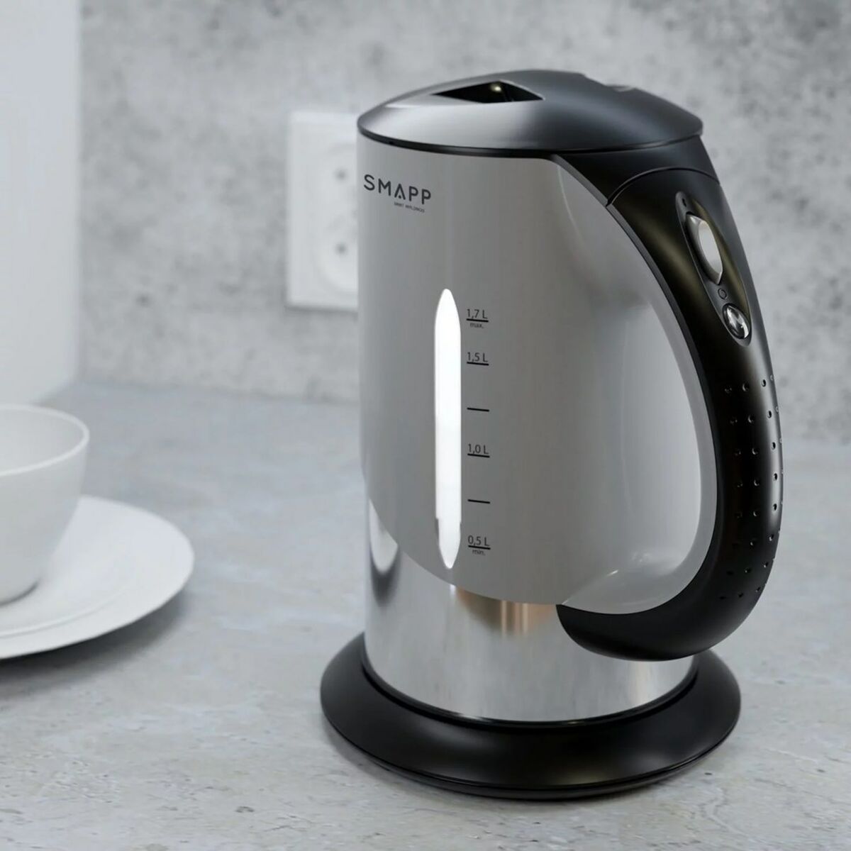 Vattenkokare SMAPP 442.3 Svart Grafit Silvrig Rostfritt stål 2200 W 1,7 L - 4