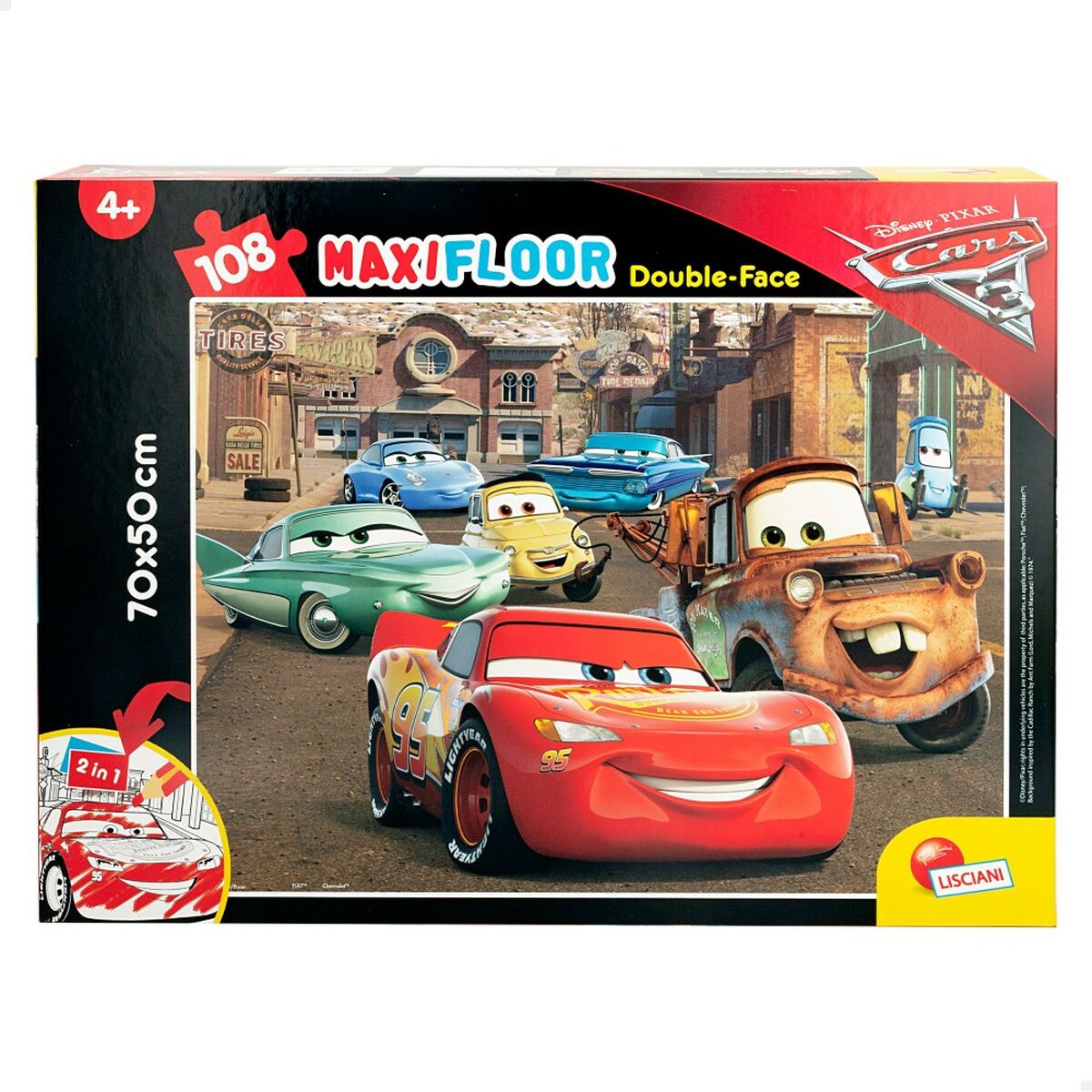 Barnpussel Cars Dubbelsidig 108 Delar 70 x 1,5 x 50 cm (6 antal) - 9