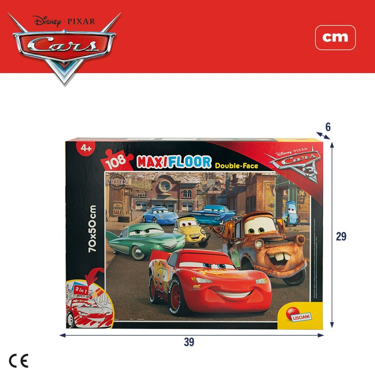 Barnpussel Cars Dubbelsidig 108 Delar 70 x 1,5 x 50 cm (6 antal) - 2