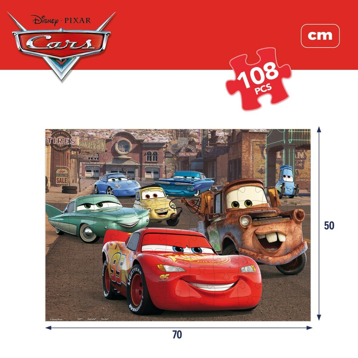 Barnpussel Cars Dubbelsidig 108 Delar 70 x 1,5 x 50 cm (6 antal) - 3