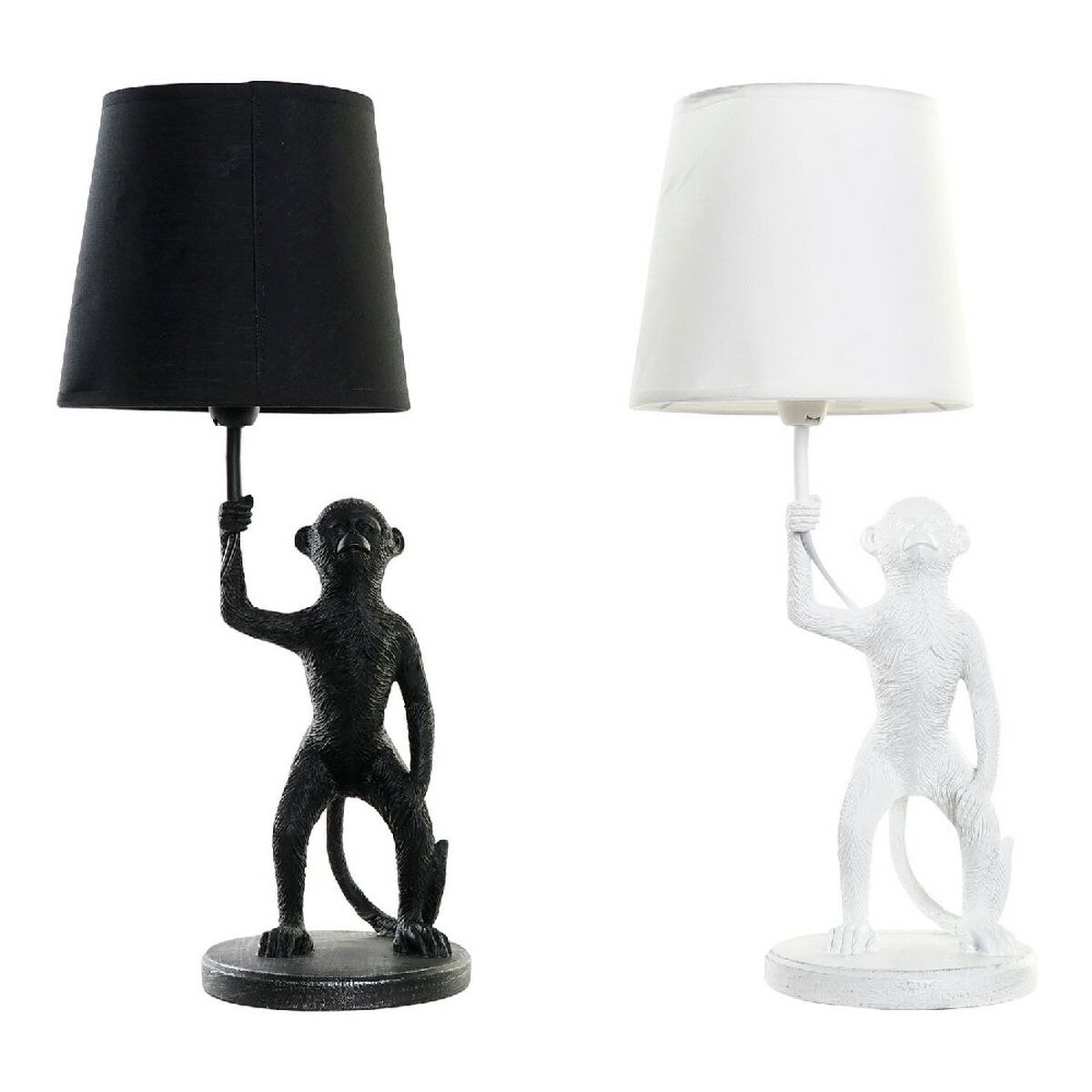 Bordslampa DKD Home Decor Vit Svart Polyester Metall Harts 25W 220 V Apa (2 pcs) (20 x 20 x 45 cm)