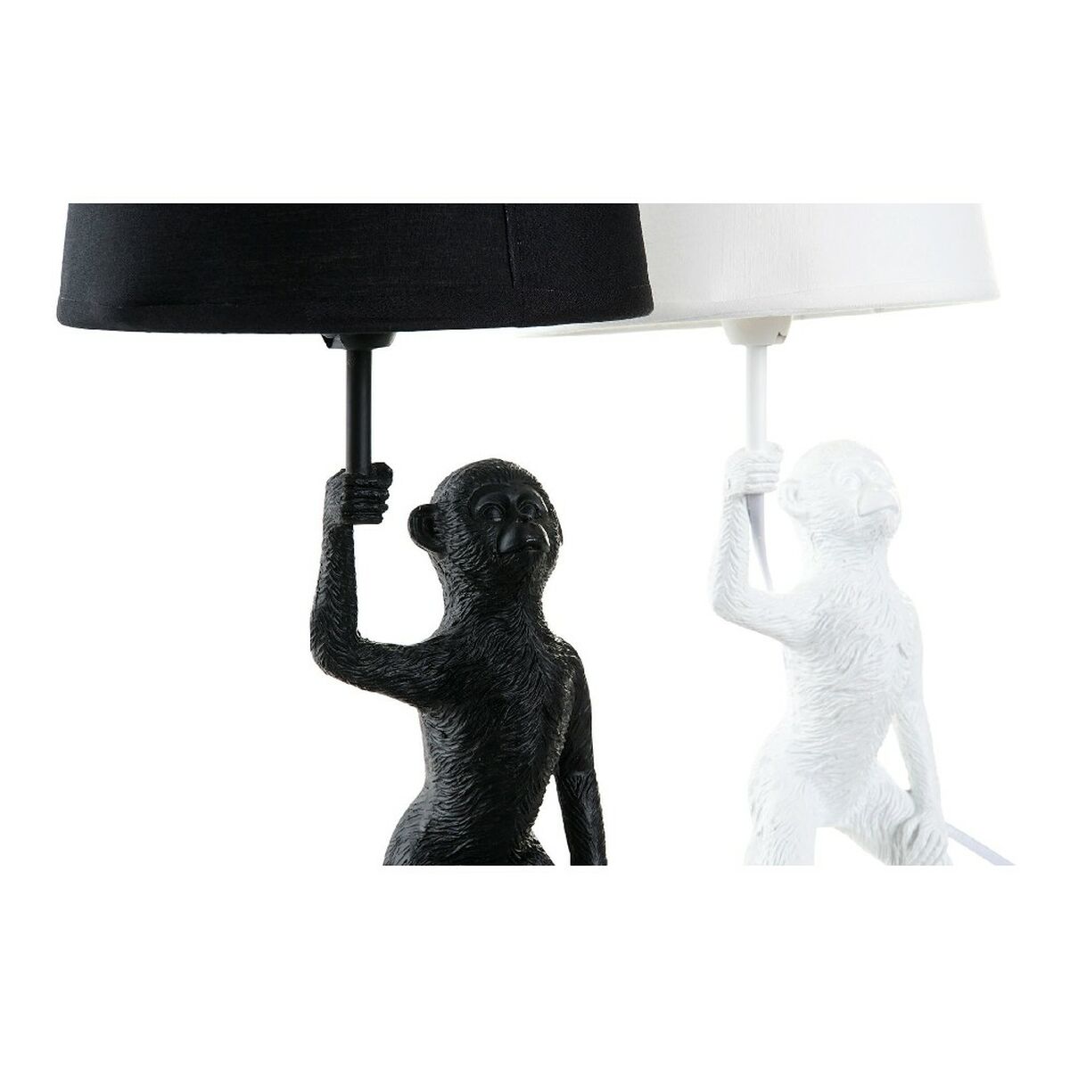 Bordslampa DKD Home Decor Vit Svart Polyester Metall Harts 25W 220 V Apa (2 pcs) (20 x 20 x 45 cm) - 3