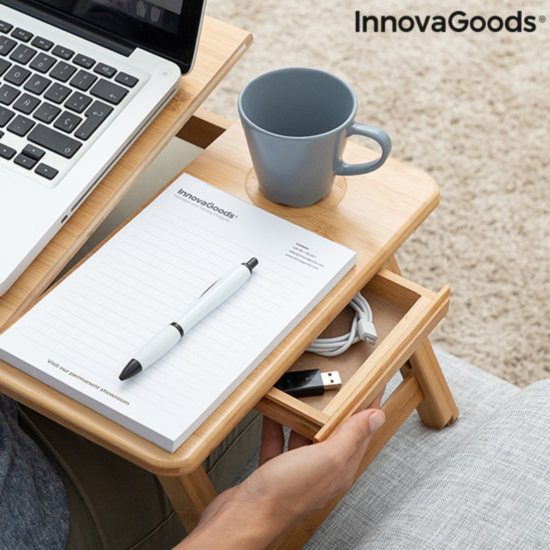 Hopfällbart sidobord av bambu Lapwood InnovaGoods - 16