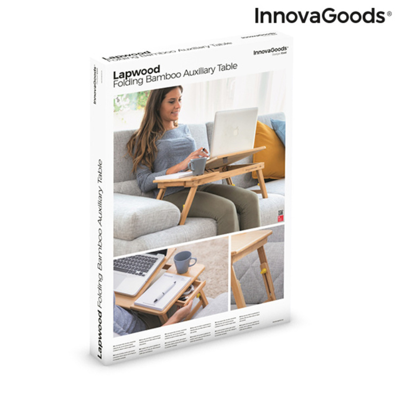 Hopfällbart sidobord av bambu Lapwood InnovaGoods - 11