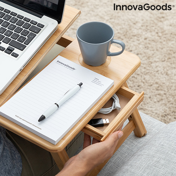 Hopfällbart sidobord av bambu Lapwood InnovaGoods - 8
