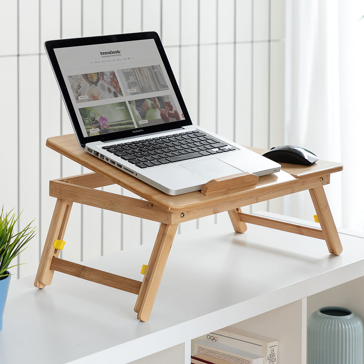 Hopfällbart sidobord av bambu Lapwood InnovaGoods - 33