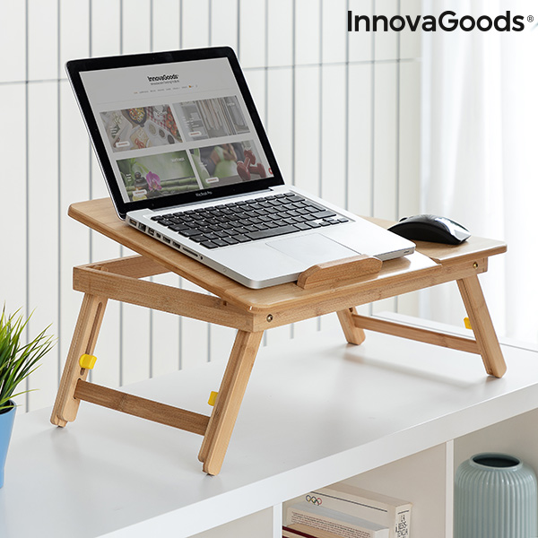 Hopfällbart sidobord av bambu Lapwood InnovaGoods - 6