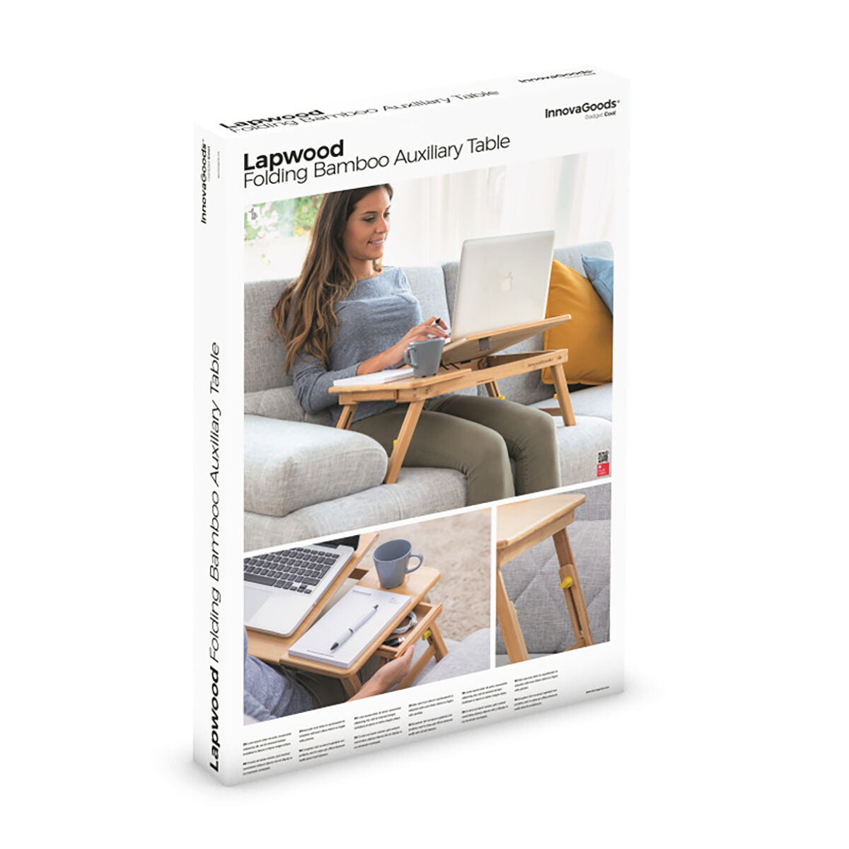 Hopfällbart sidobord av bambu Lapwood InnovaGoods - 24
