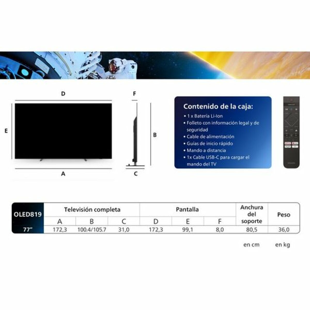 Smart TV Philips 77OLED819/12 4K Ultra HD 77" HDR HDR10 OLED AMD FreeSync NVIDIA G-SYNC Dolby Vision - 3