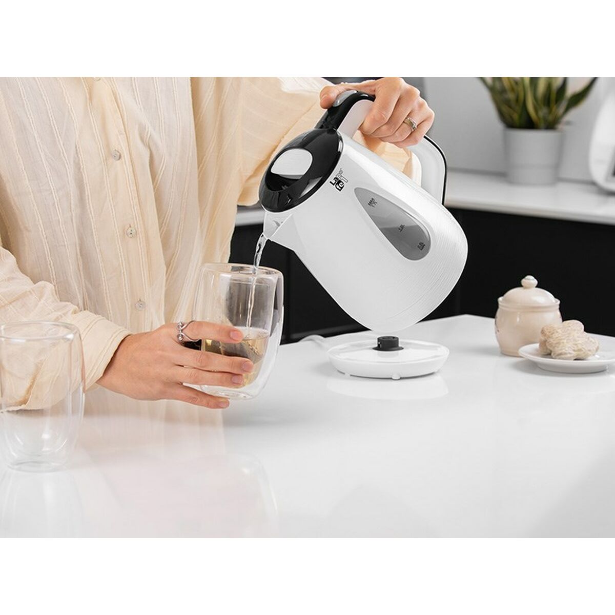 Vattenkokare Lafe CEG018 Vit Svart 2200 W 1,7 L - 7
