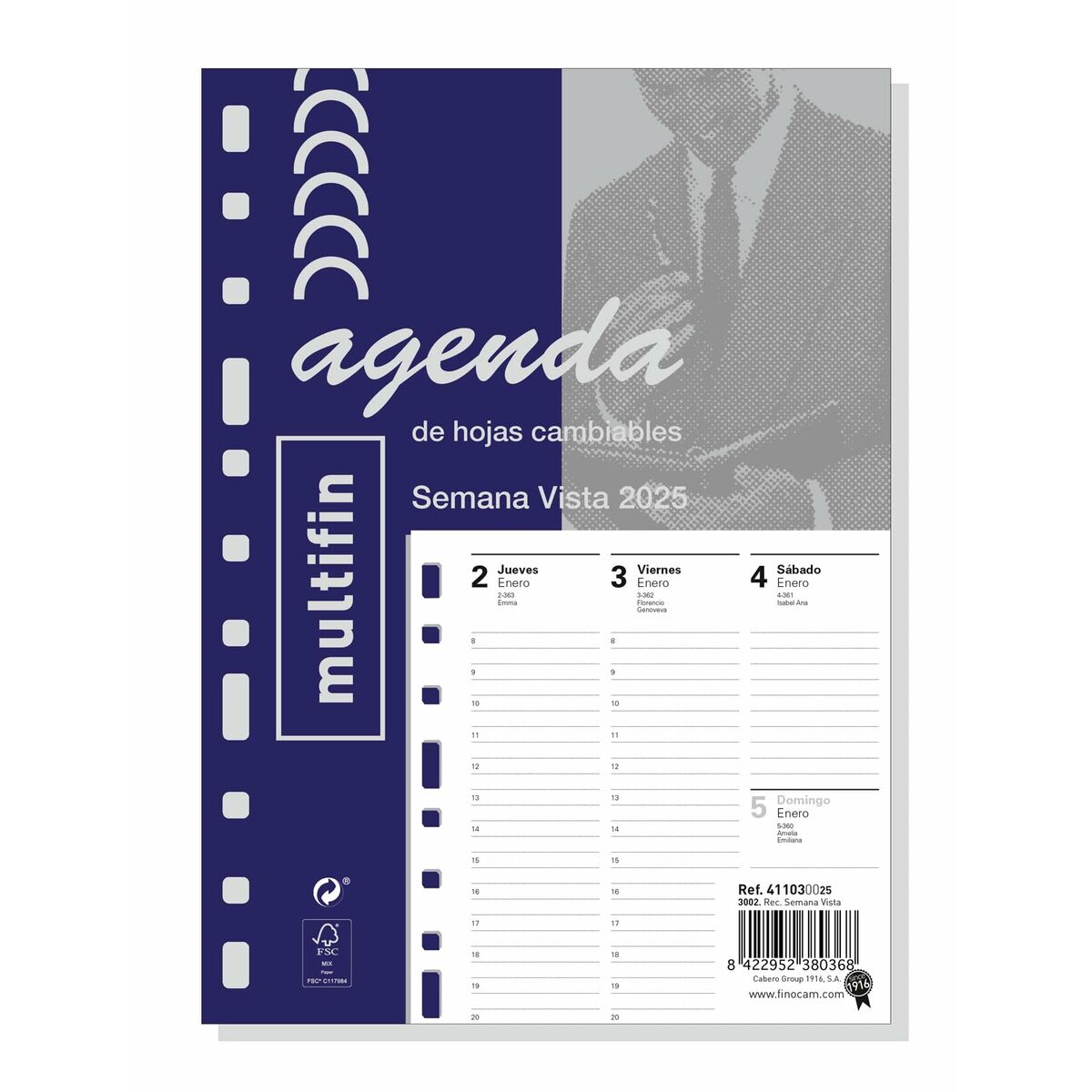 Påfyllning av agenda Finocam MULTIFIN 3002 2025 15,5 x 21,5 cm - 2