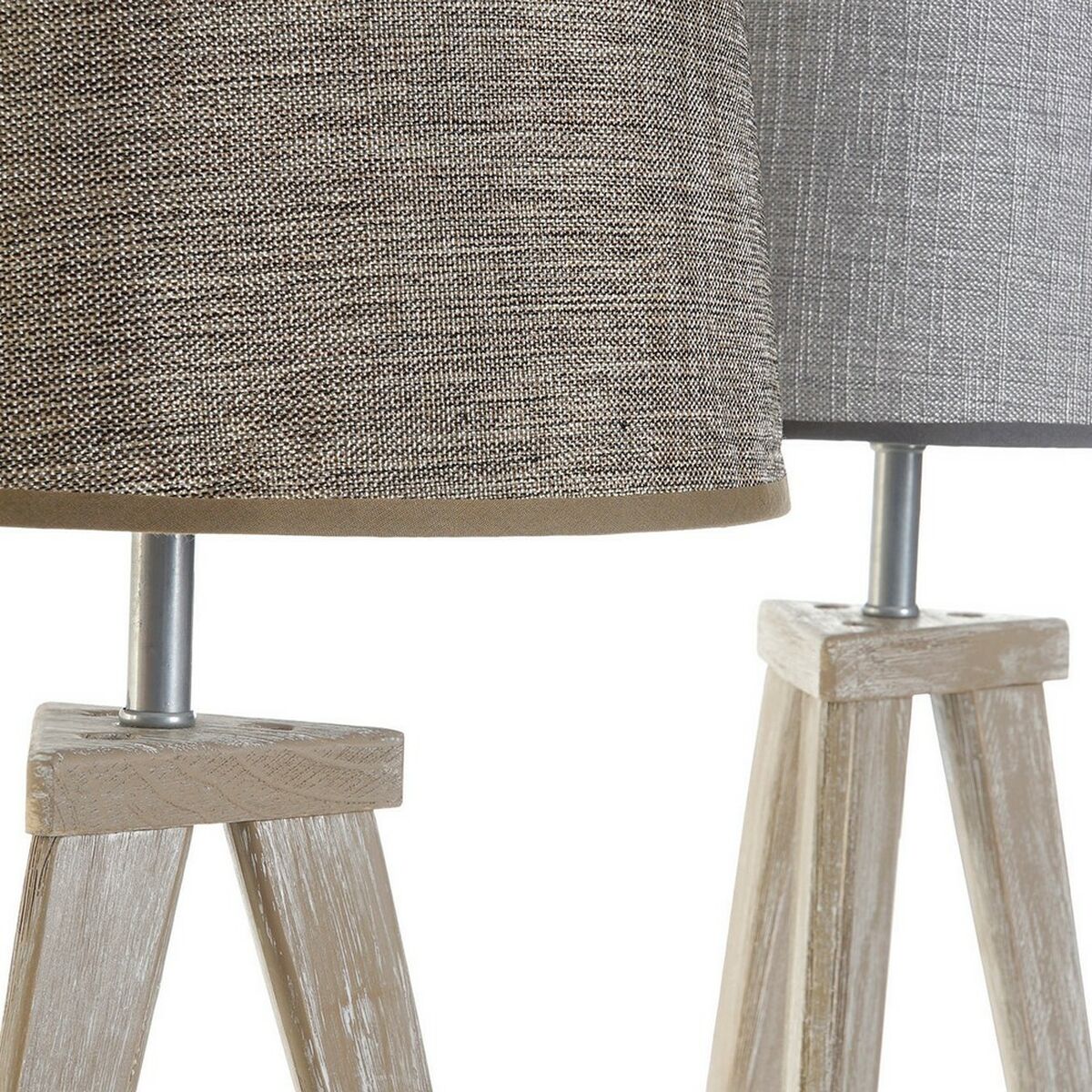 Bordslampa DKD Home Decor Blad Grå Brun linne 250 V 60 W Furu (30 x 30 x 57.5 cm) (2 pcs) - 2