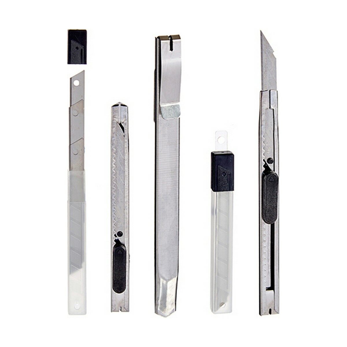 Brytbladskniv Set Silvrig Metall Plast 1,5 x 18,5 x 10 cm (24 antal) - 5