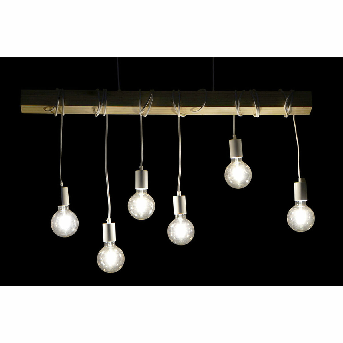 Taklampa DKD Home Decor Svart Metall Trä Vit 220 V 50 W (100 x 7 x 160 cm) (2 pcs) - 2