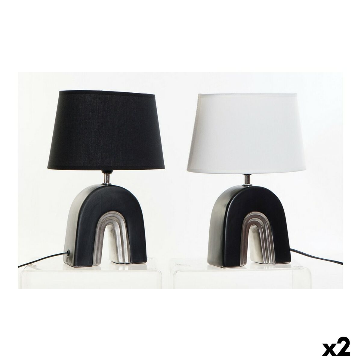 Bordslampa DKD Home Decor Keramik Svart Polyester (20 x 20 x 31 cm) (2 pcs) - 4