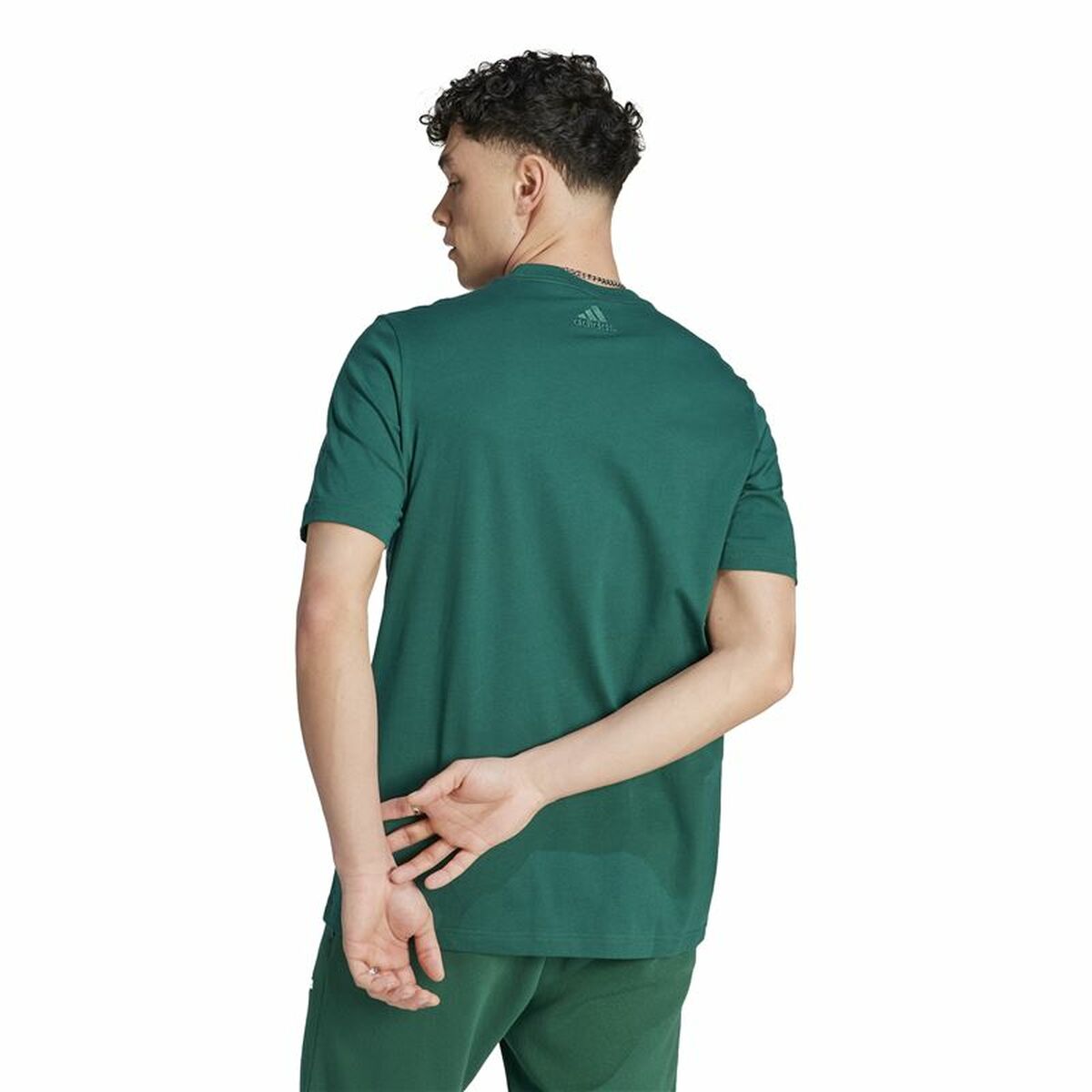 T-shirt med kortärm Herr Adidas Linear Sj Oliv S - 3
