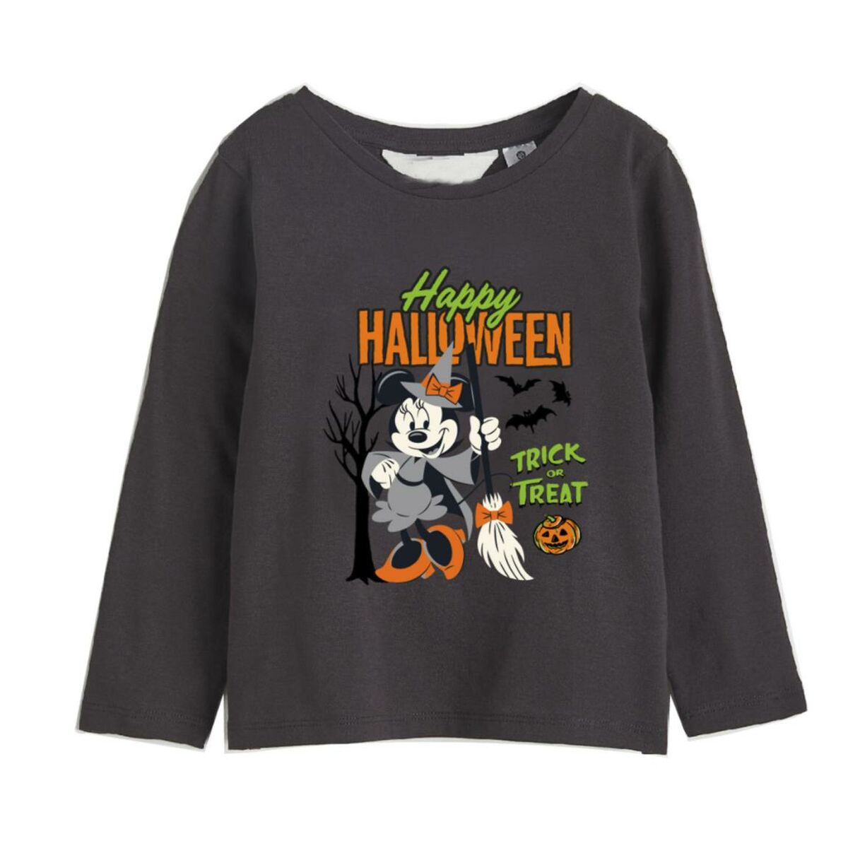 Långärmad t-shirt, Barn Minnie Mouse Halloween Mörkgrå