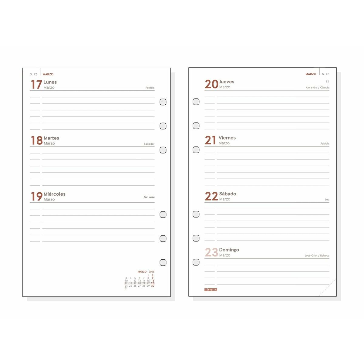 Påfyllning av agenda Finocam OPEN R593 500 2025 11,7 x 18,1 cm - 2