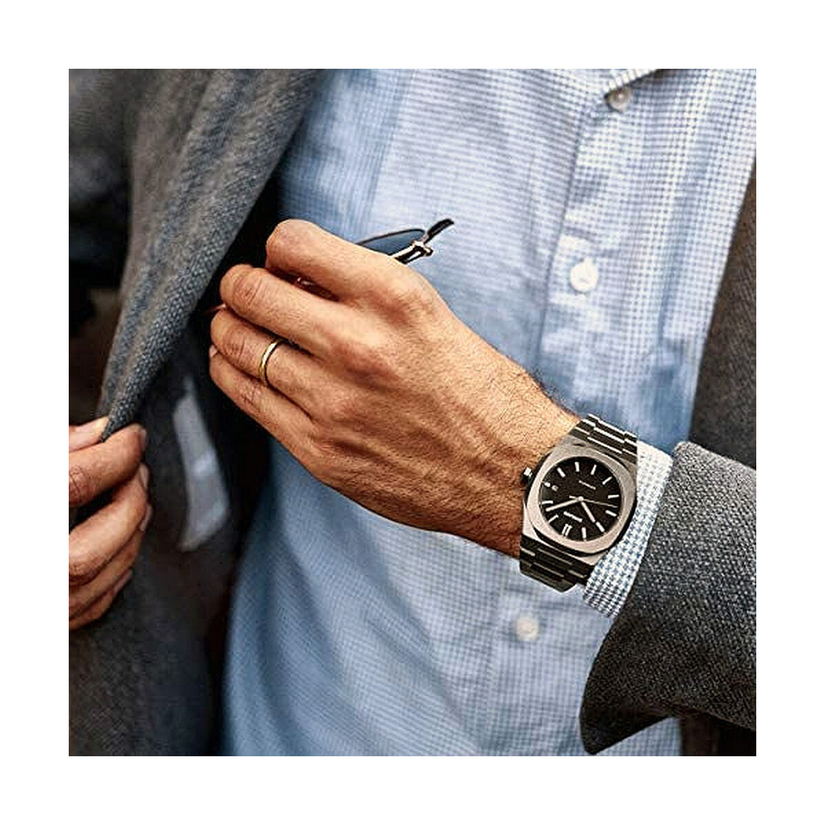 Herrklocka D1 Milano AUTOMATIC GUN METAL (Ø 41,5 mm) - 6