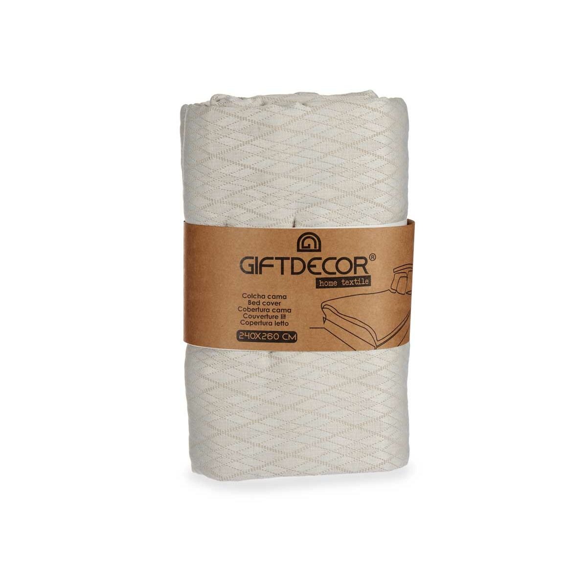 Sängöverdrag 240 x 260 cm Romb Beige (4 antal) - 3